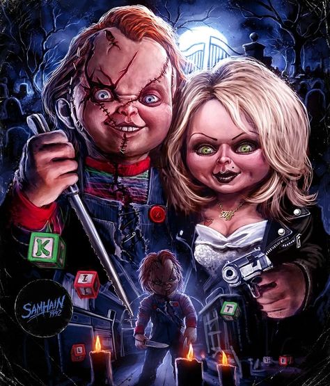 S̶A̶M̶H̶A̶I̶N̶1̶9̶9̶2̶ | Bride of Chucky available @guttergarbs! #brideofchucky #chucky #tiffanyvalentine #horrorart | Instagram Chucky And His Bride, Chucky Drawing, 2023 Bride, Chucky Horror Movie, Chucky Halloween, Childs Play Chucky, Scary Movie Characters, Horror Pictures, Bride Of Chucky