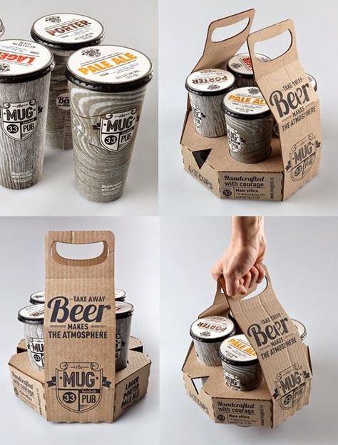 Beer Bottle Design, Takeaway Packaging, Ice Cream Packaging, Coffee Cup Design, Beer Brands, Beer Packaging, Beer Design, Coffee Shop Design, Brew Pub