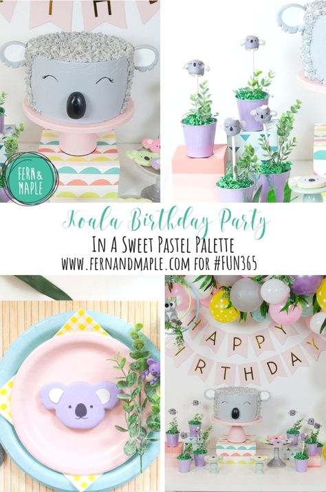 The Cutest Koala Bear Birthday Party Ever! | Fern and Maple Koala Bday Party, Koala Birthday Party Decorations, Australian Themed Birthday Party, Koala Theme Party, Koala Bear Birthday Party, Koala Bedroom Ideas, Koala 1st Birthday Party, Koala Birthday Theme, Koala Party Ideas