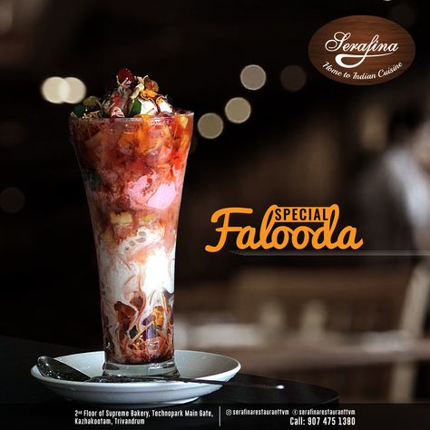 Beat the scorching heat of Trivandrum with Special Falooda from Serafina Restaurant.  📌 2nd Floor of Supreme Bakery, Technopark Main Gate, Kazhakootam, Trivandrum.  #SerafinaRestaurant #SpecialFalooda #Falooda #Mocktail #Drinks #Drinkup #Restaurant #Foodie #Foodlover #OpenNow #Trivandrum #Technopark Mocktail Drinks, Dancer Painting, Milkshake Recipes, Main Gate, Street Style Outfits Men, Creative Ads, Outfits Men, Soft Drinks, 2nd Floor