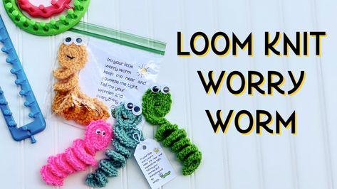 Loom Knit Worry Worm, Loom Knitting For Beginners Free Pattern, Knitted Worry Worms, Knitted Worry Worm Pattern, Worry Worm Knitting Pattern, Loom Knit Bookmark, Loom Knit Doll, Worry Worm Knitting Pattern Free, Loom Crochet Beginner