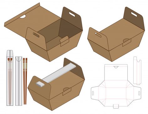 Food box packaging die cut template design. 3d Food Packaging Design Creative Boxes, Food Boxes Ideas, Food Packaging Template, Food Box Packaging Design, Diy Food Packaging, Food Box Design, Packaging Design Food, Packaging Die Cut, Food Box Packaging