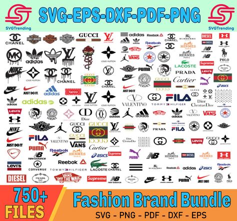 Vans Svg, Chanel Svg, Gucci Svg, Famous Clothing Brands, Nike Svg, Luxury Brand Logo, Supreme Logo, Fashion Logo Branding, Famous Logos