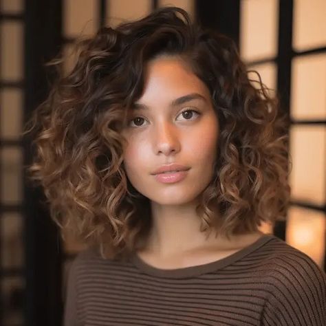 75 Stunning Lob Haircuts (Long Bob) for Right Now Curly Lob Side Part, Shoulder Length Curly Hair Side Part, Curly Cut Shoulder Length, Long Bob Curly Hairstyles, Naturally Curly Bob Haircut, Curly Bob Side Part, Curly Hair Lob, Lob With Side Part, Side Parting Hair