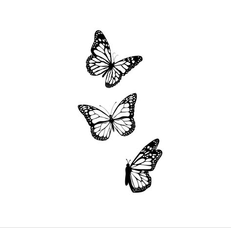 Two Butterflies Tattoo Design, 2 Butterflies Tattoo, 3 Butterflies Tattoo, Three Butterflies Tattoo, Butterfly Tattoo Drawing, 3 Butterfly Tattoo, Dainty Butterfly Tattoo, Silver Queens, Butterfly Tattoo Design