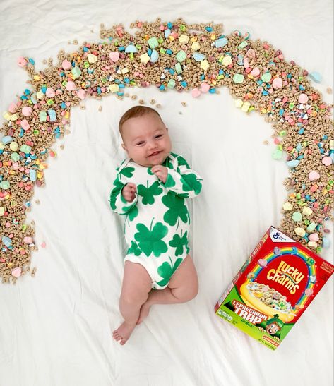 St Patrick's Day Baby Photos, March 6 Month Pictures, 3 Times A Charm Birthday, St Patrick Day Infant Pictures, Lucky Charms Picture Baby, 6 Month St Patricks Day Photos, St Pattie’s Day Baby Pictures, St Pattys Day Newborn Photos, Lucky Charms St Patricks Day Pictures