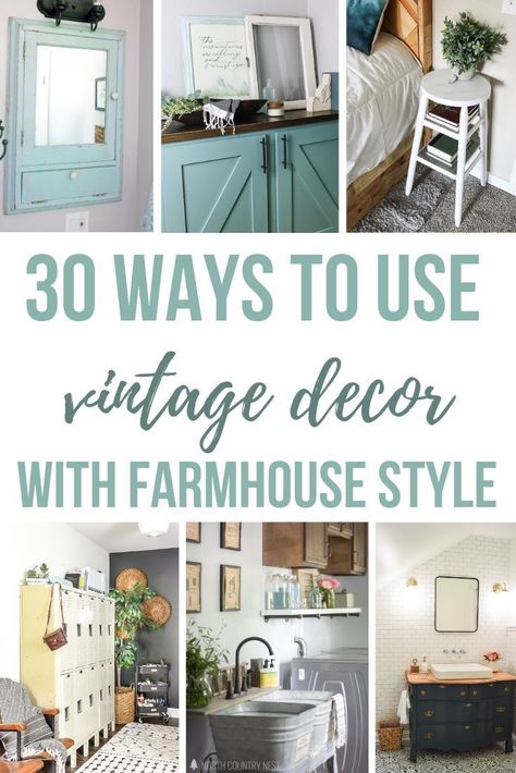 Do you love the character of vintage decor, but are stumped on ways to incorporate vintage decor into your home? Get ready, because here is 30+ ways to inspire you! #vintage #decor #rustic #country #eclectic Eclectic Farmhouse, Interior Vintage, Vintage Kitchen Decor, Country Style Homes, Vintage Cottage, Country House Decor, Country Home Decor, Vintage Farmhouse, Eclectic Decor