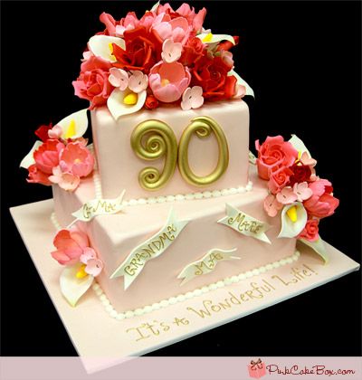 90 Years Old Birthday Cake, Fondant Grandma, 90 Th Birthday Cake, 90th Birthday Cakes Grandma, 90 Birthday Cake Grandma, 90 Birthday Sheet Cake, Ladies 90th Birthday Cake, Floral Cake Birthday, Cake Mom