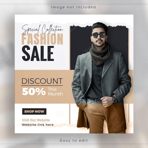 Premium PSD | Elegant fashion sale social media banner or instagram post template Clothing Advertisement Poster, Fashion Design Social Media Post, Clothing Brand Instagram Grid, Mens Fashion Banner Design, Fashion Instagram Template, Social Media Clothing Post, Clothing Brand Social Media Posts, Clothes Social Media Design, Clothing Social Media Post Design