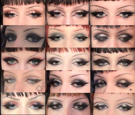 90 Goth Makeup, Goth Thanksgiving Makeup, Goth Makeup Deep Set Eyes, Goth Makeup Downturned Eyes, Alt Holiday Makeup, Goth Makeup Eyeshadow, Goth Cute Makeup, Light Goth Makeup Eye, Mall Goth Eyeliner