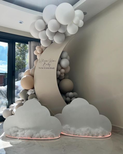 Welcome Home Surprise, Cloud Backdrop, Christening Balloons, London Decor, Balloons Flowers, Baby Backdrop, Welcome Home Baby, Moon Crescent, Balloon Delivery