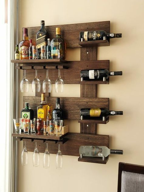 Wood Projects With Plans, Wine Rack Design, Home Bar Rooms, Diy Home Bar, Small Apartment Interior, Home Bar Designs, Diy Bar, Home Bar Decor, Apartment Decor Inspiration