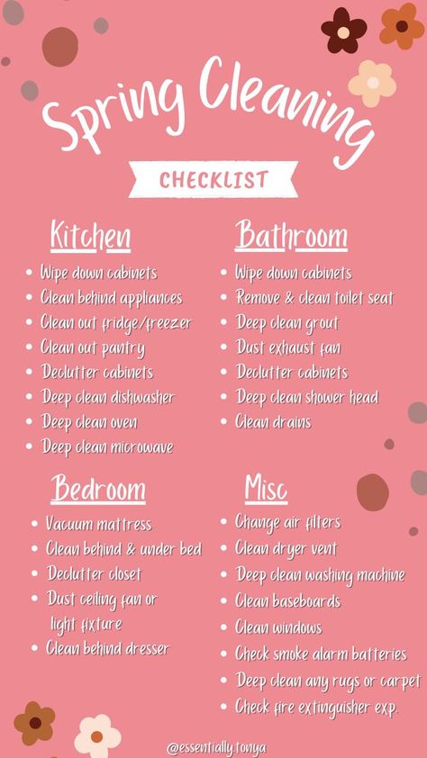 Free Printable Spring Cleaning Checklist #printable#springcleaning #spring #organization #CreativeIdeas #Inspiration #Trends #HomeTrends #Inspo #Ideas #Motivation Spring Cleaning Checklist Printable Free, Spring Cleaning Aesthetic, Spring Cleaning Checklist Declutter, Spring Movies, Spring Cleaning Ideas, Winter Self Care, Tidy Tips, Cleaning Lists, Spring Cleaning Checklist Printable