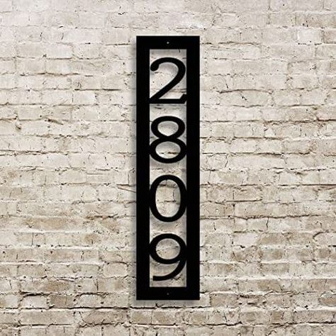 Vertical House, Address Marker, Metal Address Sign, Cedar Posts, Metal House Numbers, House Number Plaque, Stucco Walls, Handmade Signs, Studio Living