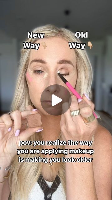 Lauren Hale on Instagram: "If this doesn’t prove makeup placement makes a HUGE difference…I am not sure what will.👇🏼👇🏼👇🏼

If you are ready to follow someone who is your age and can teach you simple strategies for upgrading your makeup look….double tap & FOLLOW me for mature skin makeup tips!! I teach easy makeup for women 40+

Here are the differences between the two sides👇🏼

Old Way👇🏼
1. Contour placed too low on the face. This will drag the face down as we age.
2. Applied to light of a color and too much of a concealer all under the eyes. This will highlight and accentuate, fine lines and texture.
3. Blush placement on apples of the cheeks for a fuller look
4. Used a brown eyeshadow in my direct crease. This makes the eye look, pulled back and deeper set into the face.

New way Correct Steps To Applying Makeup, Youthful Makeup Tips, Makeup For No Eyelids, Outdoor Concert Makeup, Hydrated Makeup Look, Shiny Face Makeup, Makeup Looks For Outdoor Photoshoot, Easy To Do Makeup Looks, Makeup To Make Your Face Slimmer