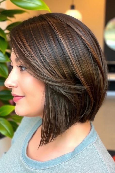 16 Must-Try Angled Bob Hairstyles For a Sleek Transformation Biolage Highlights, Angled Bob With Layers, Vibrant Highlights, Curly Angled Bobs, Angled Haircut, Bold Highlights, Angled Lob, Aline Bob, Long Angled Bob