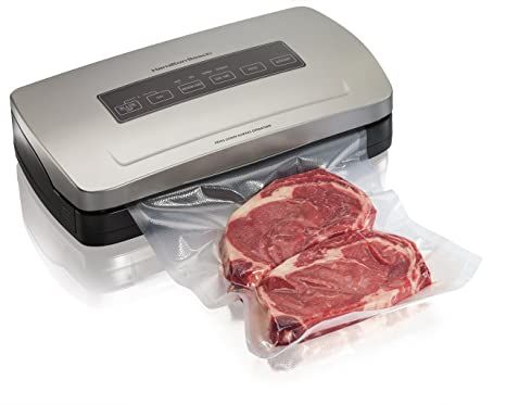 Hamilton Beach NutriFresh Vacuum Sealer Machine with Bag Cutter, BPA Free Food Sealing Starter Kit, Silver (78220) Wine Preserver, Vacuum Sealers, Frozen Meat, Sous Vide Cooking, Freezer Burn, Best Vacuum, Garden Harvest, Food Saver, Hamilton Beach