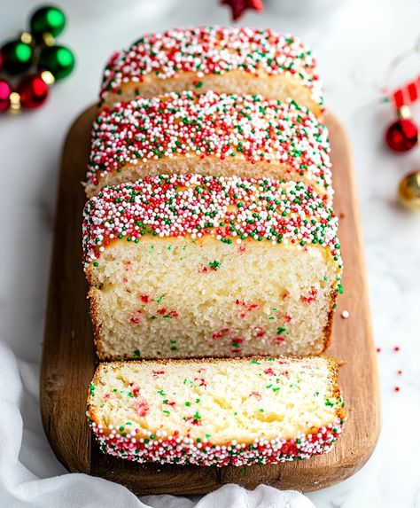 Christmas Sprinkle Buttermilk Bread Recipe Buttermilk Bread, Holiday Snack, Christmas Sprinkles, Sprinkle Cake, Holiday Breakfast, Bread Ingredients, Festive Treats, Oven Racks, Easy Christmas