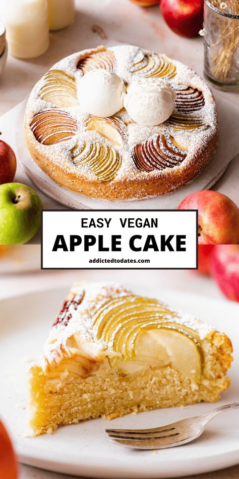 Easy Vegan Apple Cake Vegan German Food, Vegan Apple Desserts, Vegan Spice Cake, Green Treats, Dates Recipes, Vegan Pies, Vegan Pastry, Vegan Apple Cake, German Apple Cake