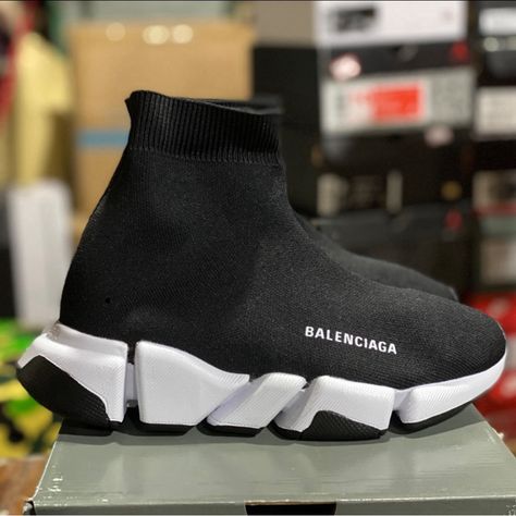 Black Speed Runner Very Comfterable Balenciaga Speed Runners, Balenciaga Speed Runner, Balenciaga Speed, Balenciaga, Athletic Shoes, Gadgets, Size 10, Black White, Man Shop