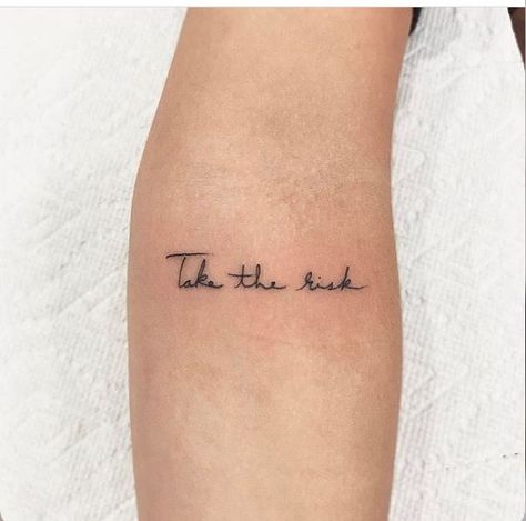 Take the Risk quote tattoo Tattoo Wallpaper, Simple Arm Tattoos, Sanskrit Tattoo, 7 Tattoo, Tattoo Dotwork, Cross Tattoos, Tattoo Trend, Shape Tattoo, Inspiration Tattoos