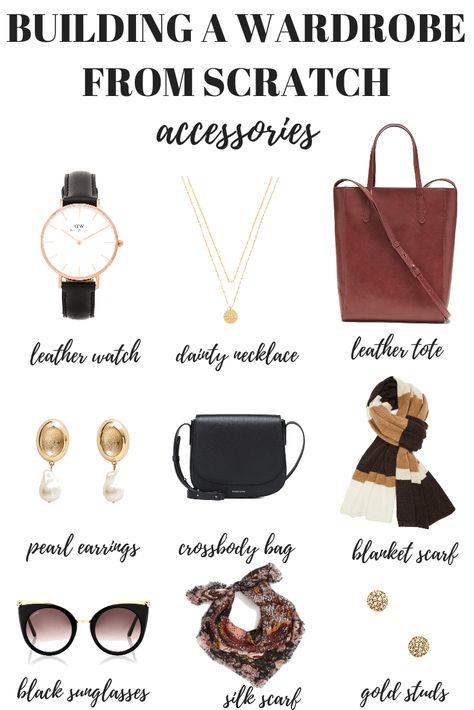 Look Expensive Capsule Wardrobe, Capsule Wardrobe 4 Seasons, Accessories Capsule Wardrobe, Chic Things List, How To Wear Accessories, Capsule Wardrobe Bags, How To Style Accessories, How To Accessorize An Outfit, Capsule Accessories