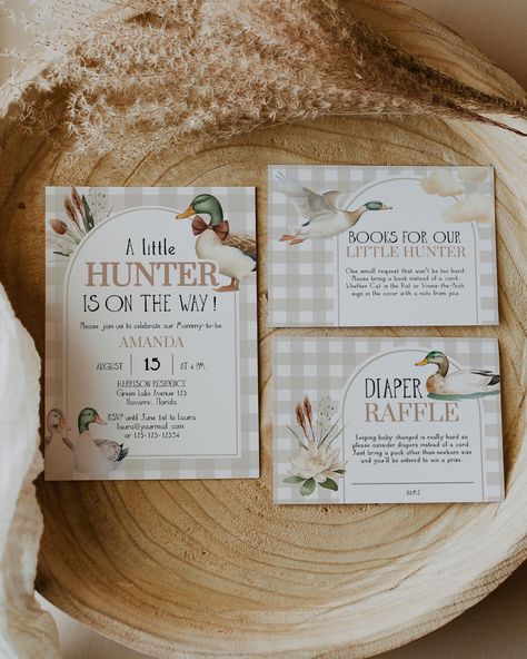 Announce your little boy's arrival with our Duck Hunt themed baby shower invitation template. Personalize with ease and download for instant access. Featuring adorable mallard ducks and a hunting theme, it's perfect for your duck-themed celebration. Get ready to welcome your little 'lucky duck' with this easy-to-edit, printable invitation! ✅ INSTANT ACCESS ✅ EDIT ALL TEXT/FONT & FONT COLOR ✅ PRINT AT HOME OR PROFESSIONALLY ✅ PRINTING SERVICE 👉 https://bit.ly/3MzD1Zf ✅ RELATED ITEMS 👉 https://e Vintage Hunting Baby Shower Theme, Duck Hunting Baby Announcement, Duck Hunting Theme Baby Shower Ideas, Duck Hunting Baby Shower Theme, Mallard Baby Shower Theme, Baby Shower Hunting Theme, Spring Baby Shower Themes For Boys, Duck Hunting Baby Shower Ideas, Mallard Duck Baby Shower Ideas