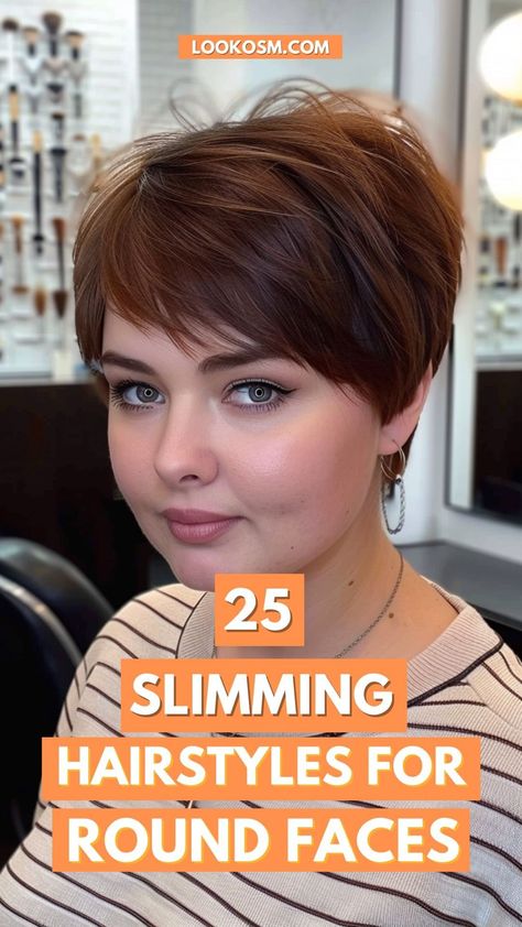 Short Hairstyle For Fat Face Girl, Beatles Haircut Women, Pixie For Thick Hair Round Face, Best Short Hair For Round Face, Short Hairstyles For Women Round Face, Short Layered Hair For Round Faces, Haircuts For Round Faces And Fine Hair, Try Hairstyles On Your Face, Short Pixie Hairstyle Women Round Face