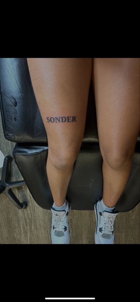 brent faiyaz sonder tattoo Sonder Tattoo Brent, Brent Faiyaz Sonder Tattoo, Brent Faiyaz Sonder, Brent Tattoo, Sounder Tattoo, Sonder Tattoo Meaning, Word Leg Tattoos, By Any Means Tattoo, Simple Tattoos Black Women