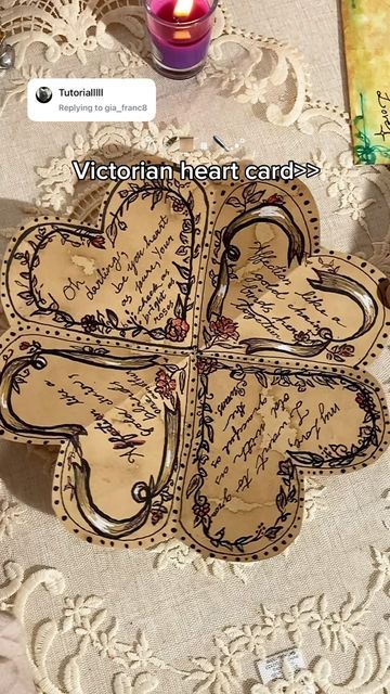 Victorian Heart Letter, Victorian Folding Card, What To Write In Valentines Card, Victorian Heart Card, Love Letter Craft, Victorian Letters Aesthetic, How To Make Vintage Letters, Victorian Love Note, What To Write In A Letter