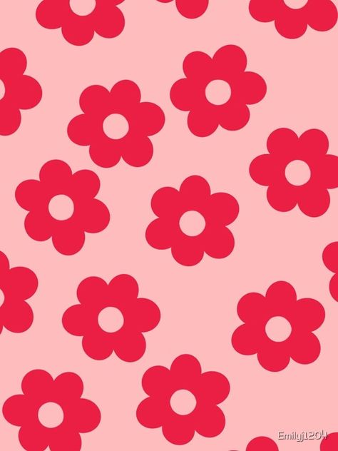 Red Danish Pastel Aesthetic, Daisy Print Pattern, Pretty Patterns Wallpaper, Wall Iphone, Preppy Prints, Bedroom Wall Collage, Print Iphone, Iphone Wallpaper Pattern, Danish Pastel