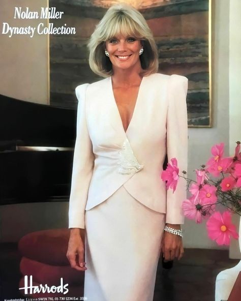 CoralMag on Instagram: “Actress Linda Evans 1980s. Vogue Magazine Advert re Dynasty fashion collection by designer Nolan Miller for Harrods #vintage…” Nolan Miller Fashion, William Franklyn Miller Girlfriend, In The Mood Glenn Miller, Coleen Nolan, Nolan Movies, 1980s Vogue, Dynasty Fashion, Magazine Advert, Nolan Miller