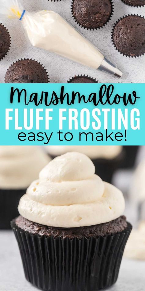 Marshmallow Frosting Recipe, Marshmallow Creme Frosting, Marshmallow Cream Frosting, Fluff Frosting, Marshmallow Frosting Recipes, Marshmallow Fluff Frosting, Marshmallow Icing, Marshmallow Fluff Recipes, Homemade Marshmallow