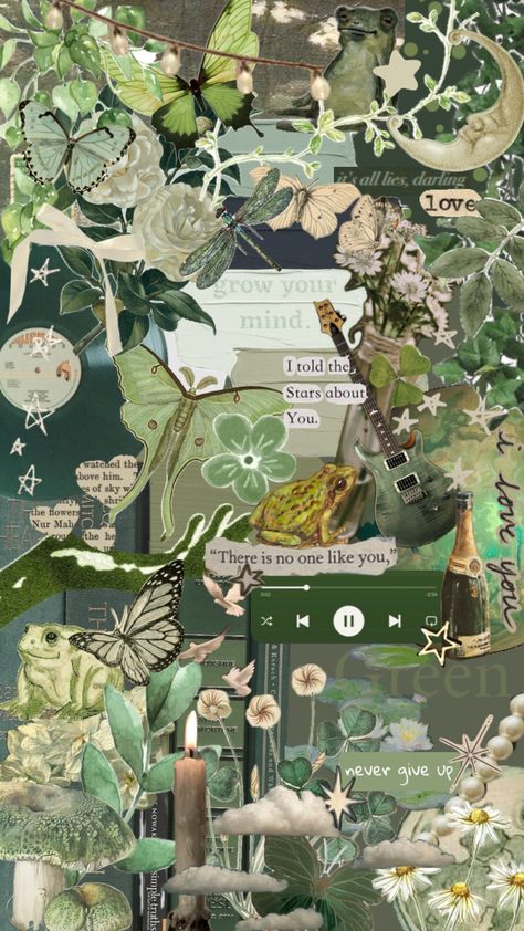 Green aesthetic clutter journal Scrapbook Green Theme, Green Collage Wallpaper Aesthetic, Wallpaper Aesthetic Green Vintage, Green Atheistic Wallpaper, Green Scrapbook Aesthetic, Green Aesthetic Vintage Wallpaper, Clutter Journal, Green Aesthetic Wallpaper Vintage, Wallpaper Backgrounds Aesthetic Green