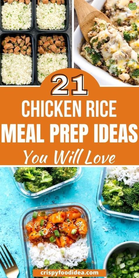 21 Delicious Chicken Rice Meal Prep Recipes Food Prep Chicken Recipes, Ways To Meal Prep Chicken, Lunch Chicken Meal Prep, Meal Prep Meals With Chicken, Chicken Rice Lunch Bowls, Chicken And Rice Recipes Healthy Meal Prep, Dinner Meal Prep Chicken, Chicken Recipe For Meal Prep, Best Chicken And Rice Meal Prep