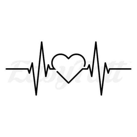 Heart And Heartbeat Tattoo, Heart Lines Tattoo, Heartbeat Heart Tattoo, Heartbeat Line Tattoo, Heart Line Tattoo Design, Heart With Heartbeat Tattoo, Ekg Heart Tattoo, Pulse Tattoo Heartbeat, Heartbeat Tattoo Designs For Women