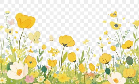 Cartoon Flowers, Hair Collection, Free Png, Botanical Illustration, Free Images, Yellow Flowers, Flower Art, Blossom, Daisy