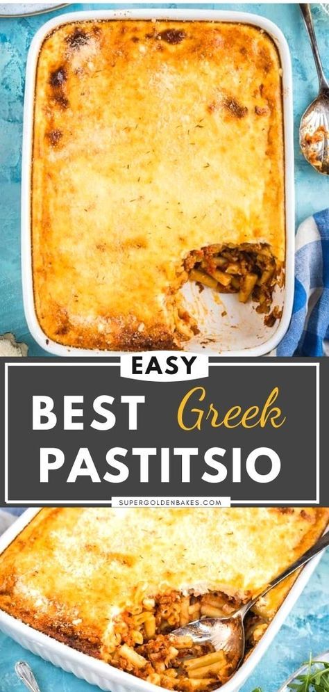 Greek Spaghetti Casserole, Pastiage Recipe, Greek Pasta Dishes, Pastitsio Recipe Easy, Minced Beef Pasta Bake, Greek Pasta Bake, Pasticio Recipe Greek Pasta, Greek Pastitsio Recipe, Greek Lasagna Pastitsio