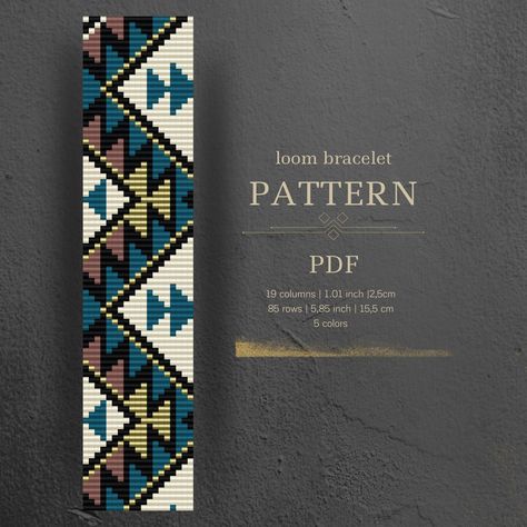 Bead Loom Arrow Pattern, Loom Beaded Bracelets For Men, Loom Beading Bracelets, Beading Loom Patterns Free, Bead Loom Designs Free Pattern, Bead Loom Patterns Native, Bead Loom Bracelets Patterns, Miyuki Beads Pattern, Beaded Hat Bands