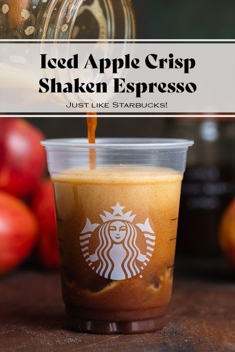 Starbucks Apple Crisp Oatmilk Shaken Espresso, Apple Crisp Shaken Espresso Recipe, Iced Apple Crisp Shaken Espresso Starbucks, Apple Crisp Coffee Creamer, Iced Apple Crisp Oatmilk Shaken Espresso, Diy Starbucks Apple Crisp Shaken Espresso, Starbucks Apple Crisp Shaken Espresso, Apple Brown Sugar Syrup Starbucks, Iced Shaken Espresso At Home