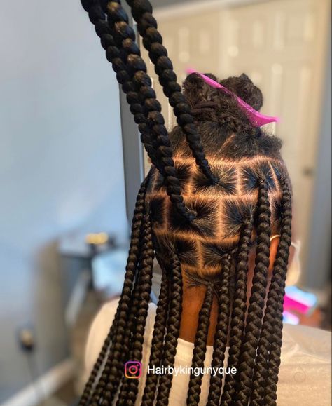 Knotless Box Braids Large Parts, Large Knot Less Braids Parting Guide, Large Braids Parting, Large Knotless Braids Parting Pattern, Knotless Braids Parts, Jumbo Box Braids Parting Pattern, Large Knotless Box Braids Parting, 4 Box Braids, Medium Large Knotless Box Braids