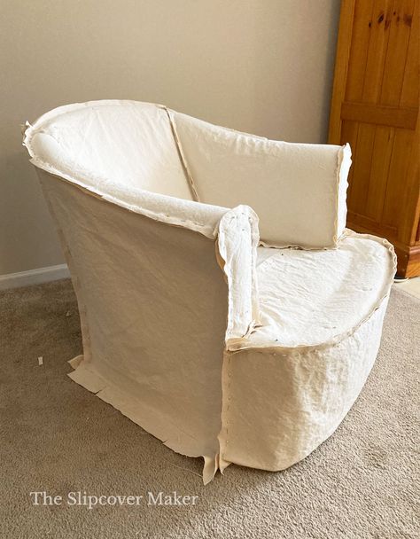 Diy Slip Cover For Armchair, Using A Sheet As A Slipcover, Slipcover Swivel Chair, How To Make Chair Covers, Diy Slipcovers For Couch, Diy Slip Cover, Diy Slipcover, Diy Furniture Covers, Drop Cloth Slipcover