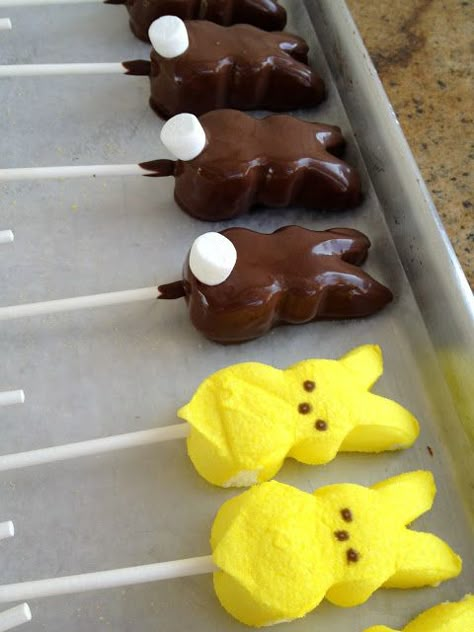 Chocolate San Valentin, Covered Marshmallows, Easter Fun Food, Easter Recipe, Chocolate Covered Marshmallows, Diy Ostern, Easter Goodies, On A Stick, Easter Dinner