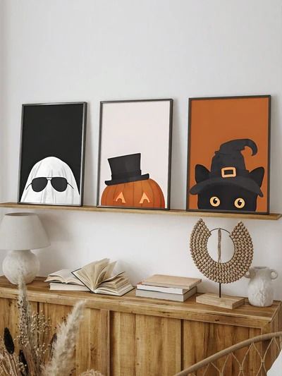 Spooktacular Halloween Trio: Framed Canvas Wall Paintings for Bedroom, Wall Paintings For Bedroom, Paintings For Bedroom, Halloween Canvas Paintings, Halloween Trio, Spooktacular Halloween, Wall Canvas Painting, Wall Paintings, Halloween Poster, Canvas Art Wall Decor