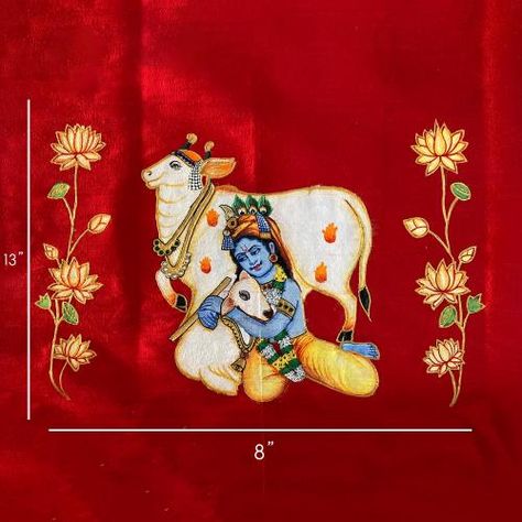 Mandir Painting, Blouse Painting, Brocade Blouse Designs, Fabric Paint Shirt, Mural Art Design, Saree Painting Designs, Flower Pattern Drawing, Fabric Paint Diy, Saree Painting