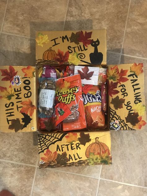 Halloween Care Package Football Season Care Package, Autumn Care Package, College Box Care Packages Fall, Soda Cakes, College Gift Boxes, Fall Care Package, Cake Gift Basket, Halloween Care Package Military, Care Packages For Military