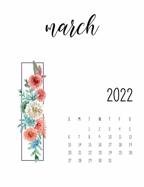 Botanical Calendar, World Of Printables, Free Printable Calendars, March Calendar, Calendar March, Printable Calendars, Unique Calendar, Free Calendar, Printable Calendar Template