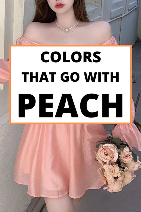 So which are the colors that go with peach? The combination of peach color in clothes can be gentle, or it can be contrasting in wardrobe palettes. Combination Of Peach Colour, Light Peach Colour Combination Dress, Peach Color Top Outfits, Peach Skirt And Top, Peach Clothes Cute Outfits, Peach Color Palette Outfit, Light Peach Outfit, How To Style Peach Pants, Peach And Green Outfit