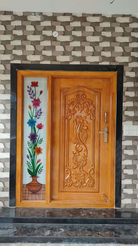 Main Wood Door Design Entrance, Front Wood Door Design, Tek Wood Main Door Design, Best Wooden Door Design, Design Doors Wood, Mean Door Design Wood, Front Single Door Design Modern, Main Doors For Home, Front Door Glass Design Modern