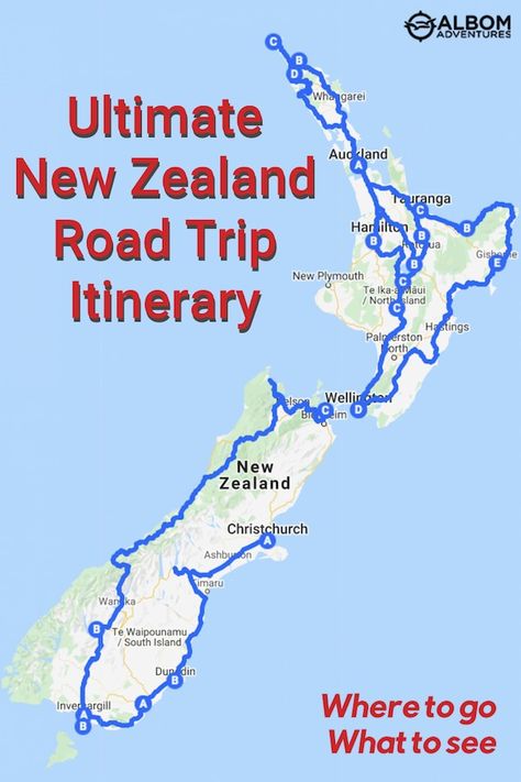 Whether you have two days or two months, one of these New Zealand road trips will help you get out and explore New Zealand! They cover the North Island, South Island, and Stewart Island. #AlbomAdventures North Island New Zealand Map, Nz North Island Roadtrip, New Zealand North Island Road Trip, New Zealand Travel North Island, Nz Road Trip, New Zealand Roadtrip, North Island New Zealand Road Trips, Stewart Island New Zealand, New Zealand North Island Itinerary